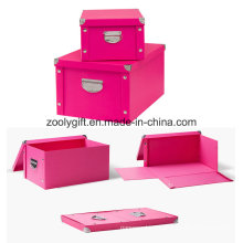 Durable Snap Foldable Paper Storage Box with Button and Handle